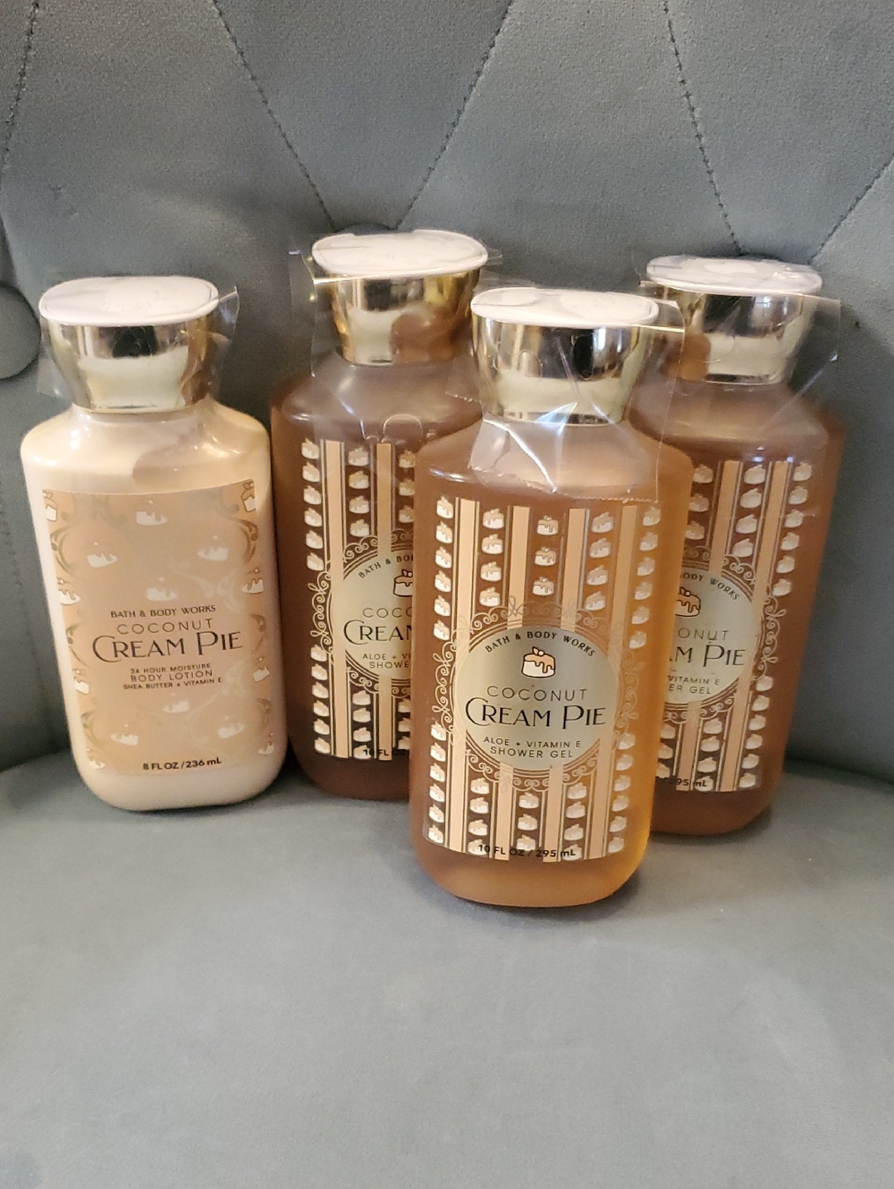 Bath & Body Works Coconut Cream Pie 3 Body Wash & 1 Lotion Set -
